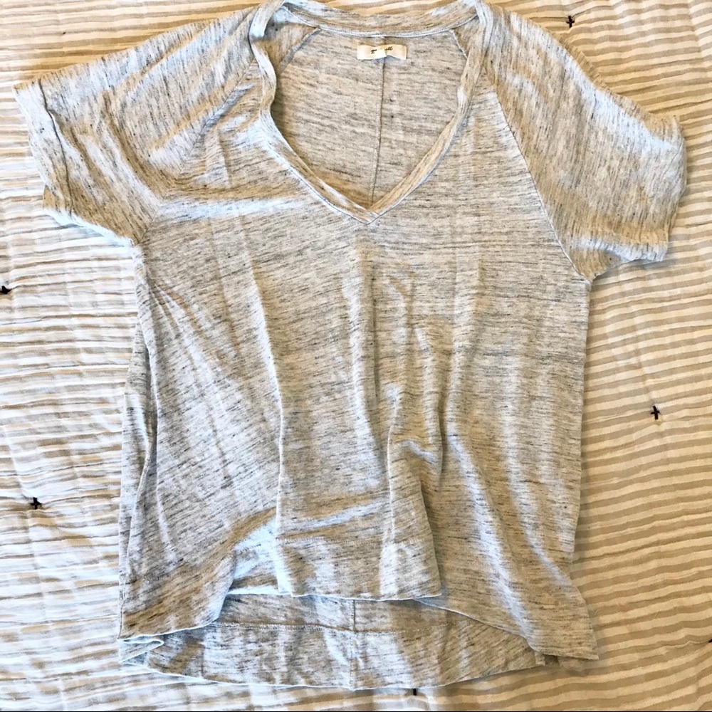 Madewell Linen V Neck Tee